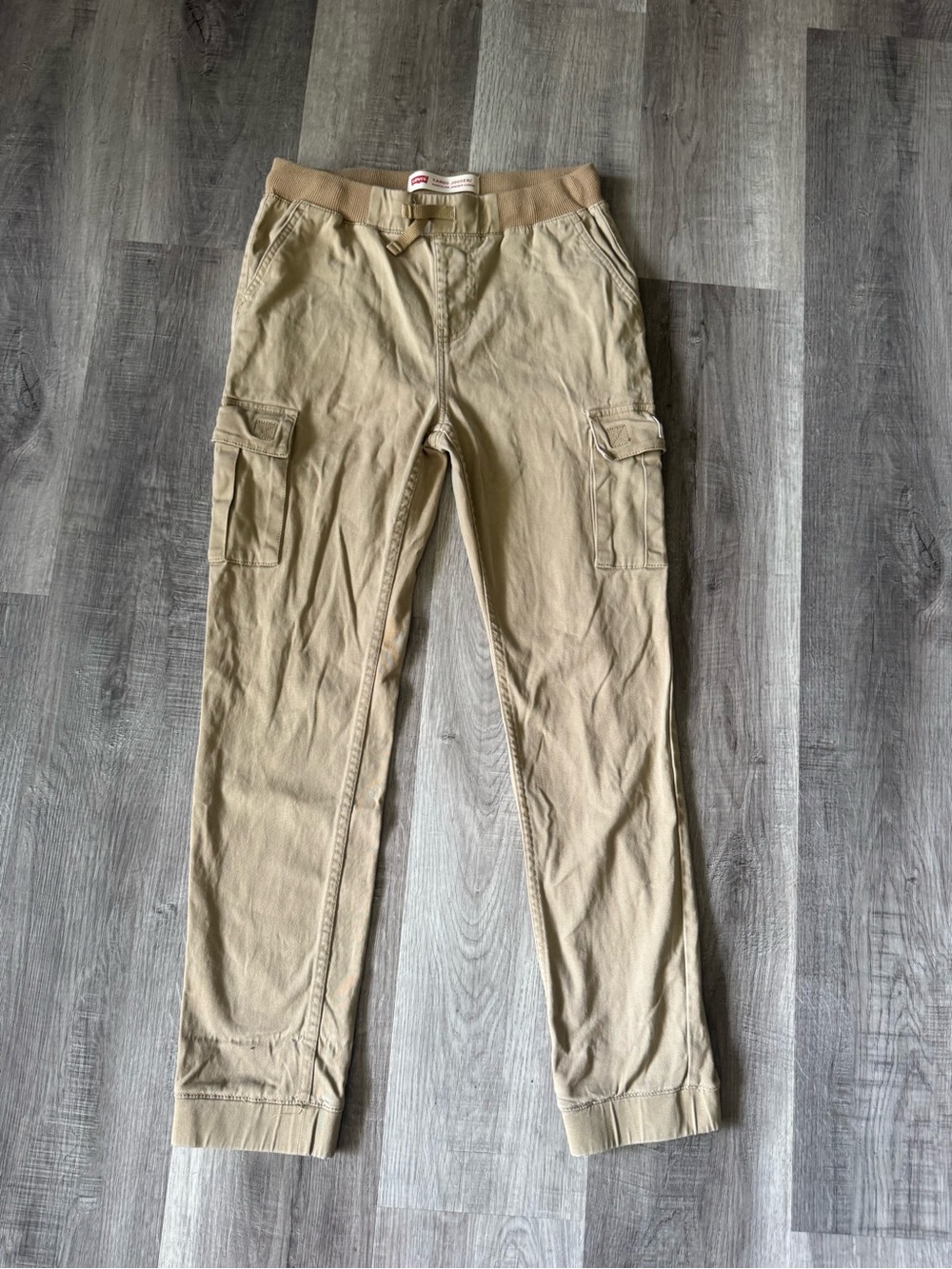 Levi’s Boys Cargo Jogger Pants Size 16 Khaki Tan Stretch Elastic Waist